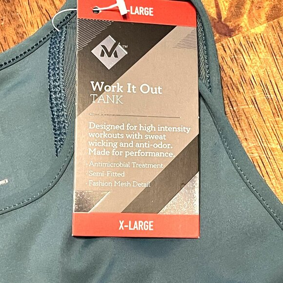 Members Mark Tank Top XL Work It Out High Intensity Workouts Fashion Mesh Detail - Picture 3 of 10